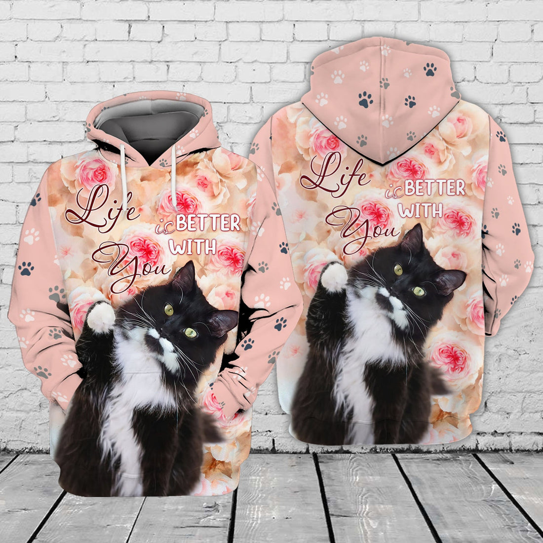 FUNSTUFFPRINT Love Cat,For Cat Lover 3D Hoodie and Zip Hoodie