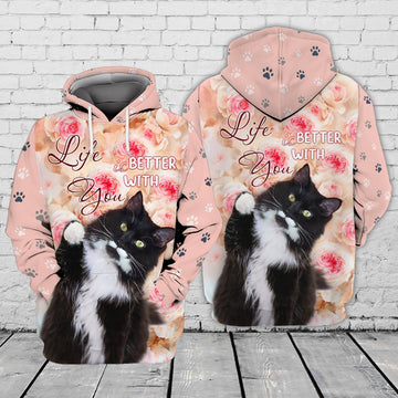 FUNSTUFFPRINT Love Cat,For Cat Lover 3D Hoodie and Zip Hoodie