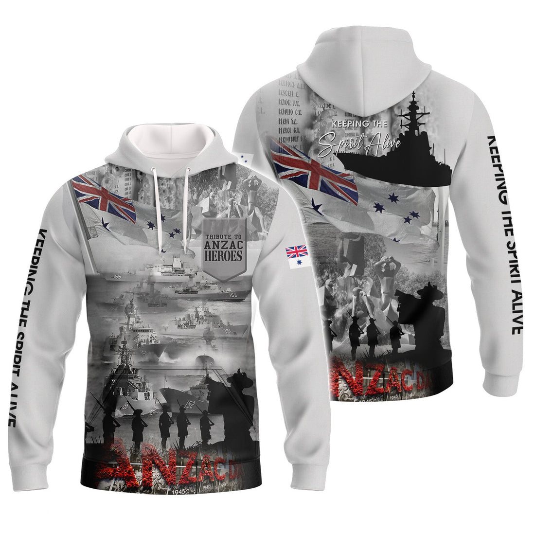 FUNSTUFFPRINT Anzac Day Keeping The Spirit Alive 3D Hoodie and Zip Hoodie