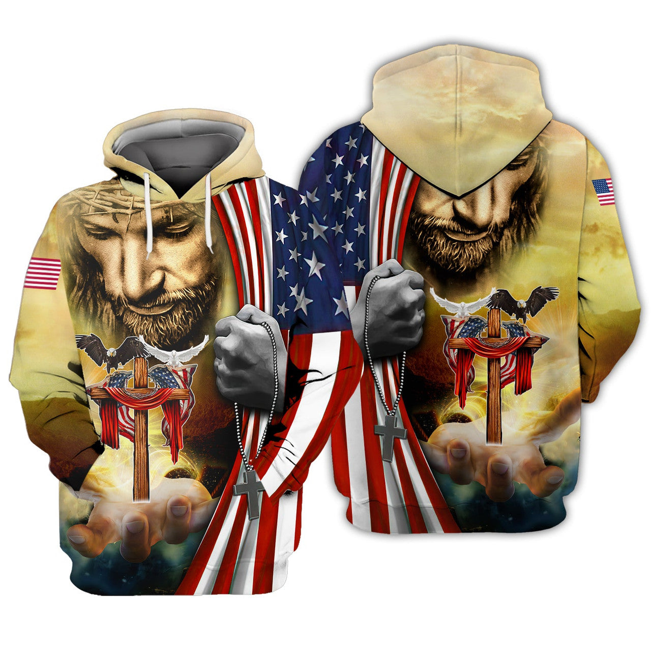 FUNSTUFFPRINT One Nation Under God 3D Hoodie and Zip Hoodie