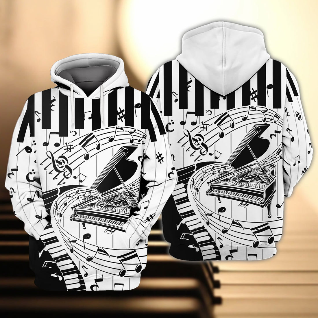 FUNSTUFFPRINT Piano - 3D Full Print 3D Hoodie and Zip Hoodie