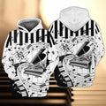 FUNSTUFFPRINT Piano - 3D Full Print 3D Hoodie and Zip Hoodie
