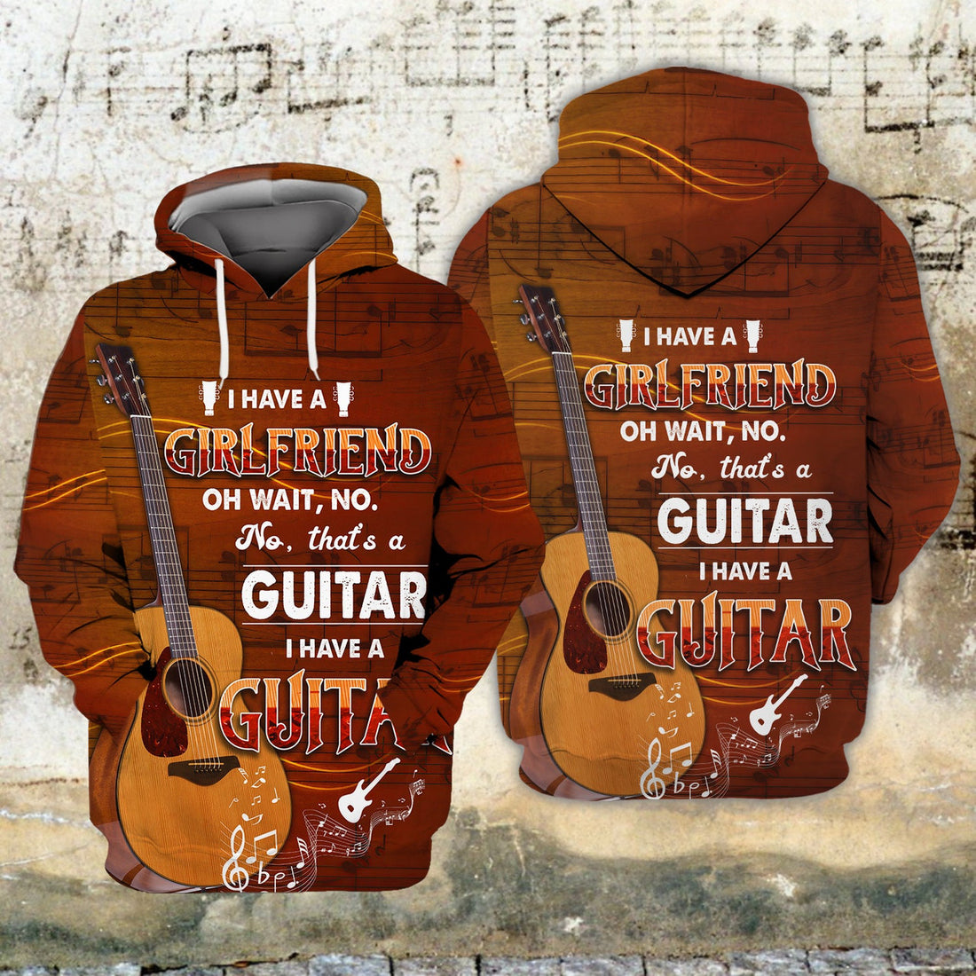FUNSTUFFPRINT My Girl Friend Is Guitar 3D Hoodie and Zip Hoodie