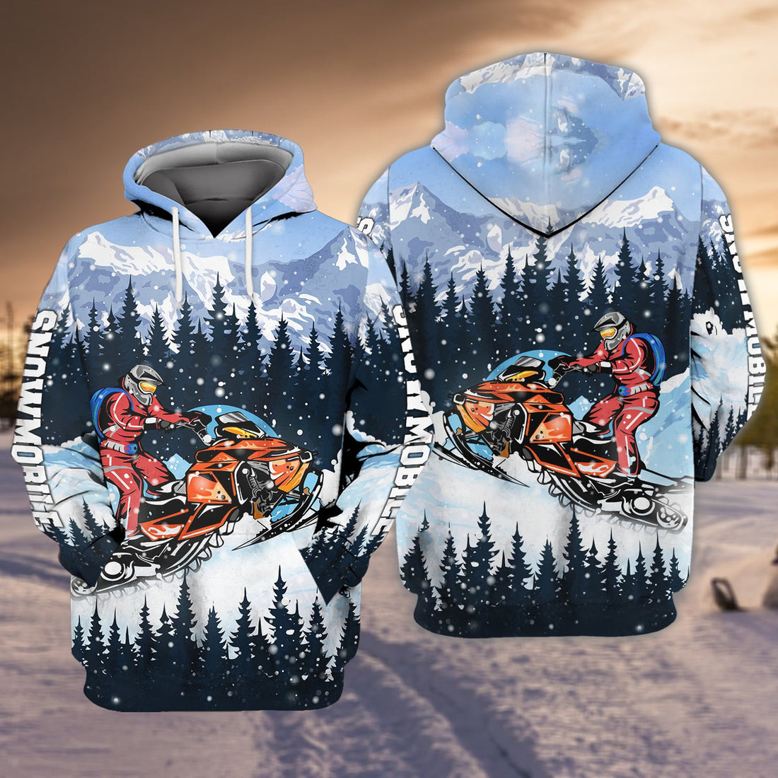 FUNSTUFFPRINT Snowmobile 3D Hoodie and Zip Hoodie