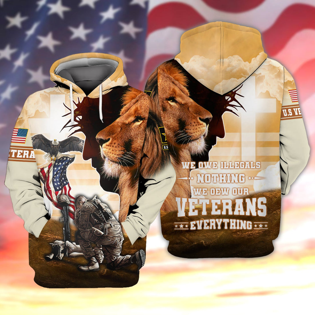 FUNSTUFFPRINT VTR - Lion - Jesus 3D Hoodie and Zip Hoodie