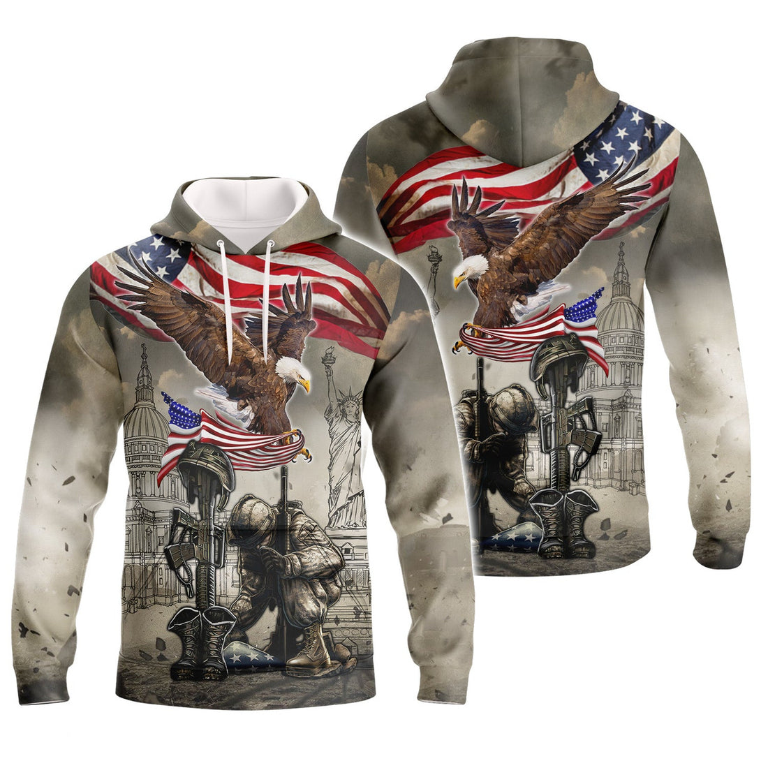 FUNSTUFFPRINT Veteran - Full Print 01 3D Hoodie and Zip Hoodie
