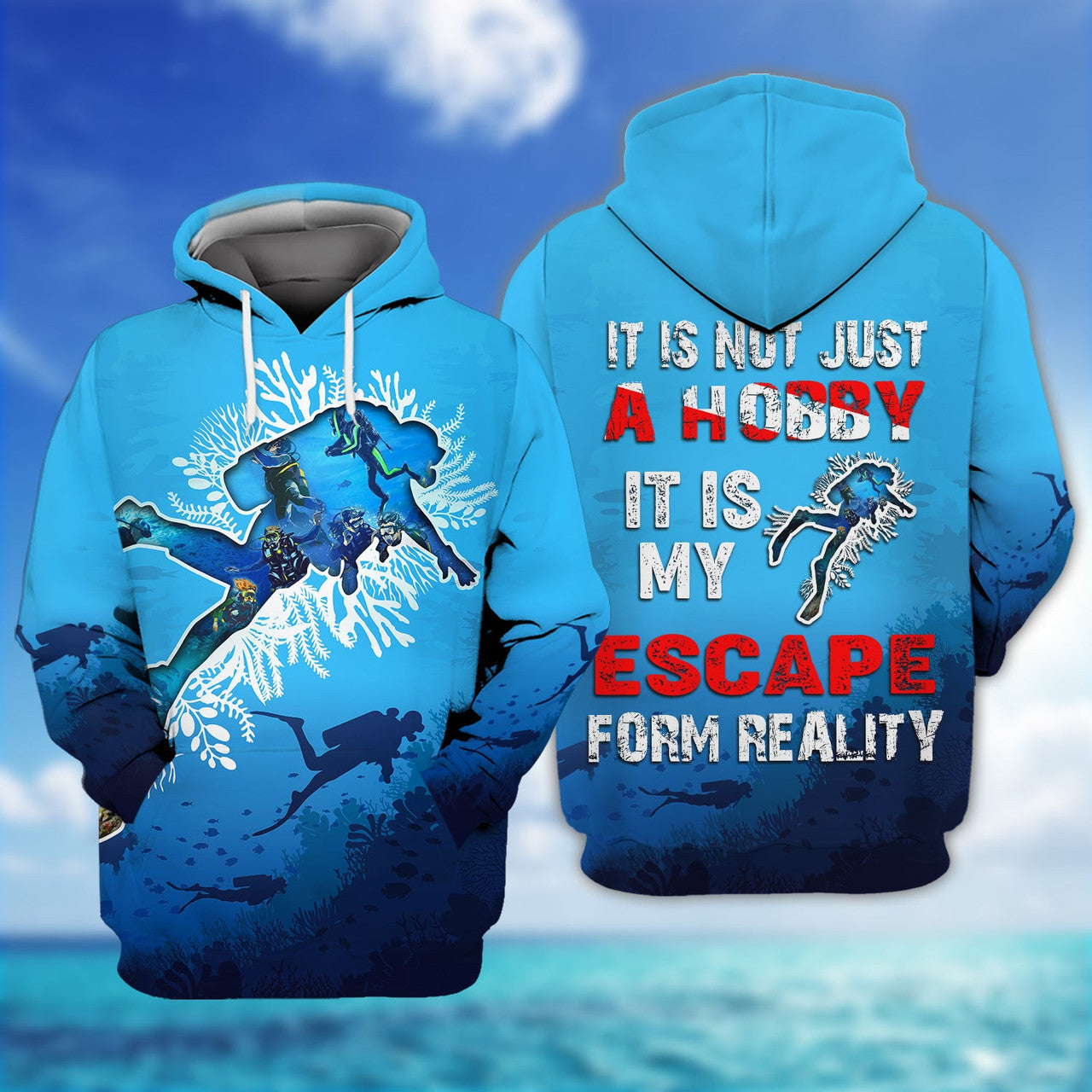 FUNSTUFFPRINT Scuba Diving 3D Hoodie and Zip Hoodie