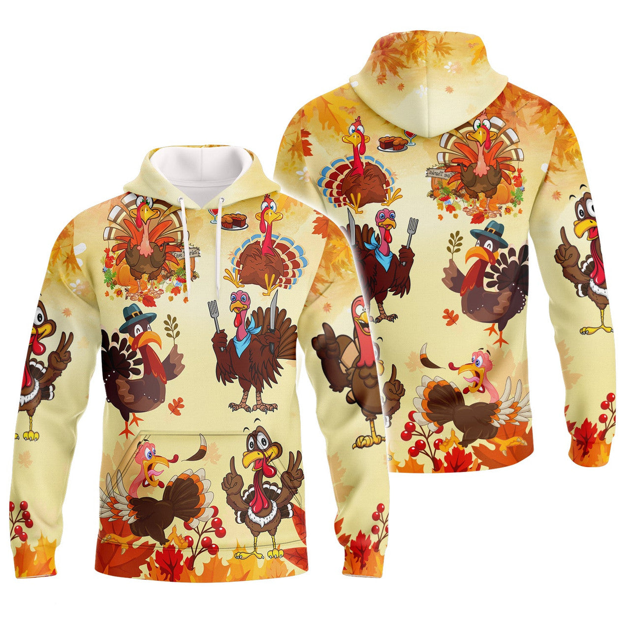 FUNSTUFFPRINT Thank Giving 3D Hoodie and Zip Hoodie