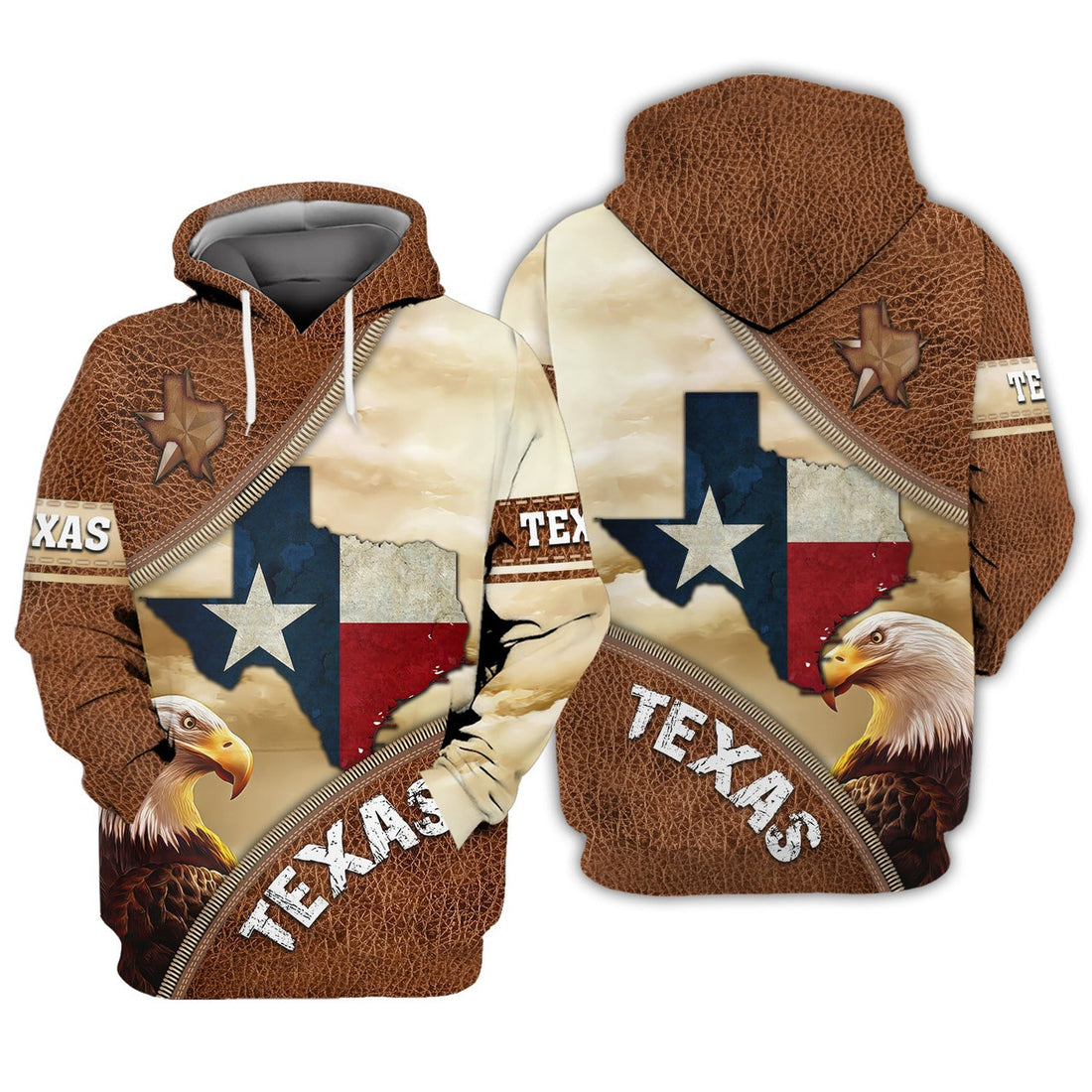 FUNSTUFFPRINT Eagle Texas 2 3D Hoodie and Zip Hoodie
