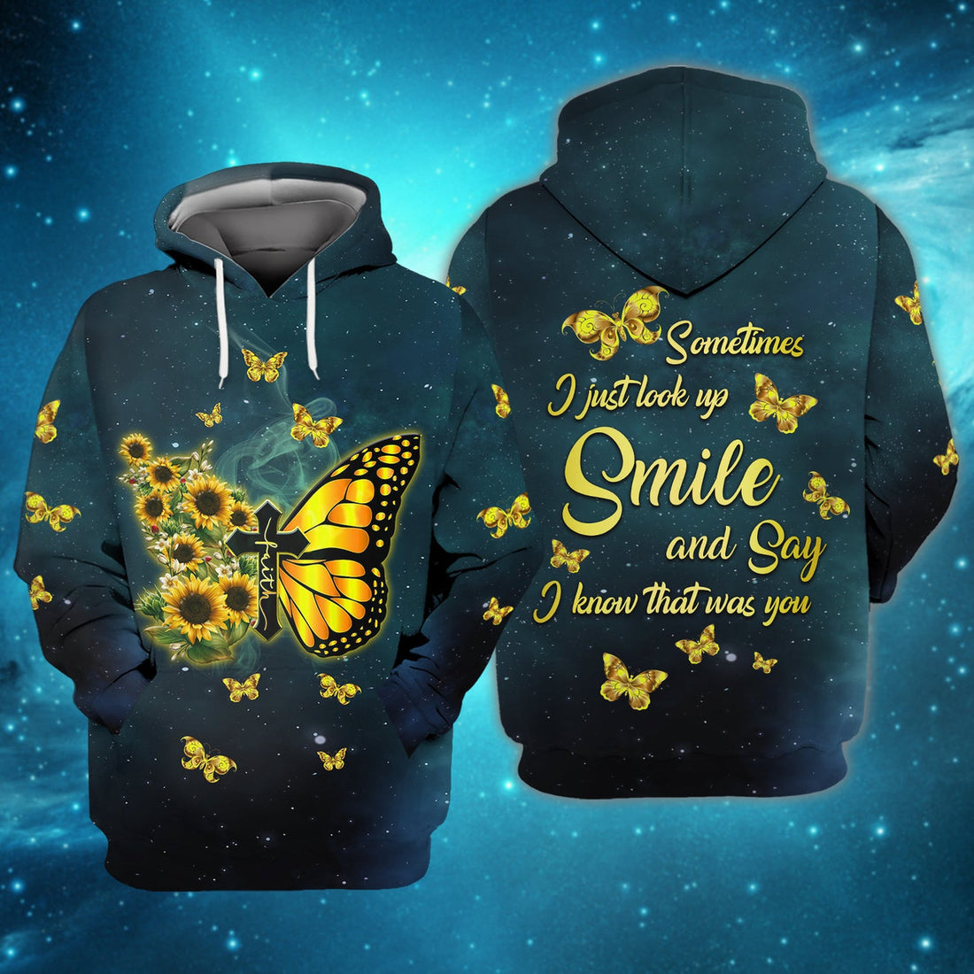 FUNSTUFFPRINT Butterfly Faith - Full Print 3D Hoodie and Zip Hoodie