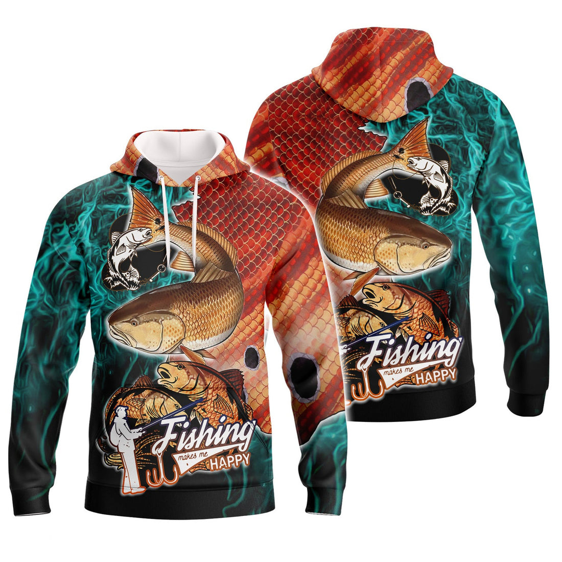 FUNSTUFFPRINT Redfish Fishing - Full Print 3D Hoodie and Zip Hoodie