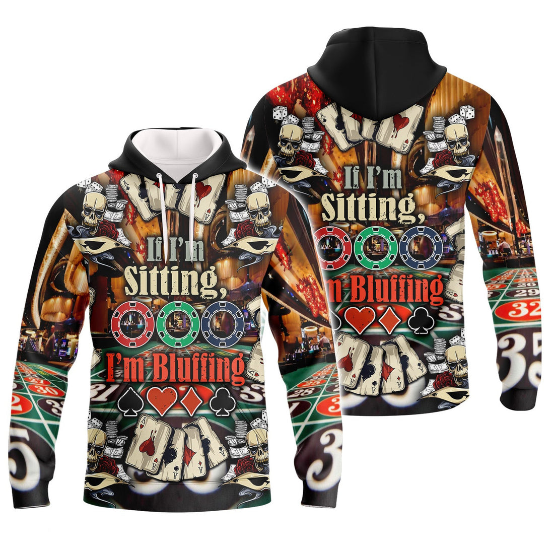 FUNSTUFFPRINT If I'm Sitting, I'm Bluffing 3D Hoodie and Zip Hoodie