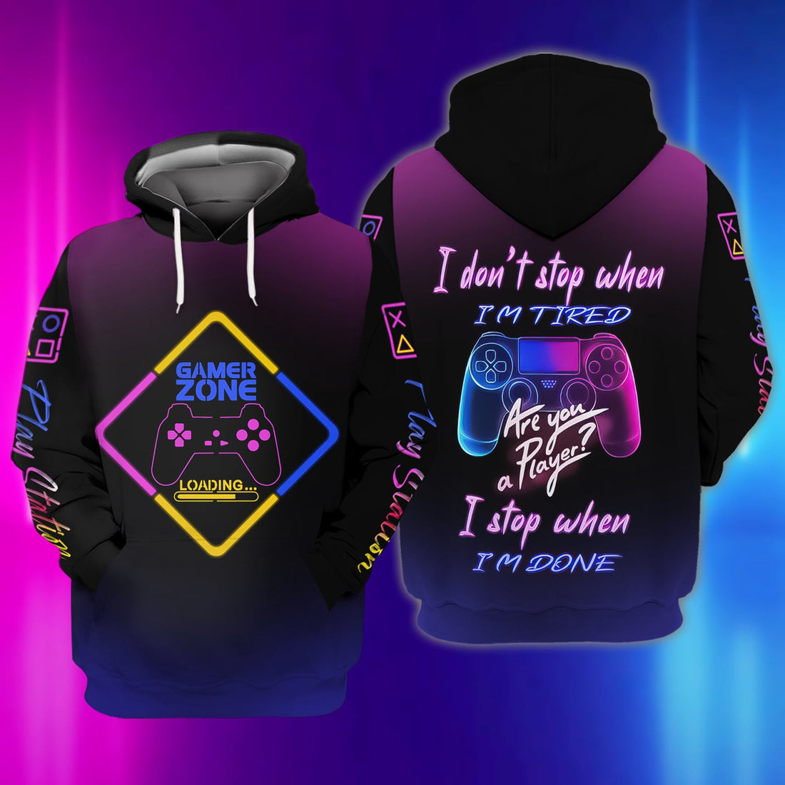 FUNSTUFFPRINT Gamer Zone, 3D Full Print 04 3D Hoodie and Zip Hoodie