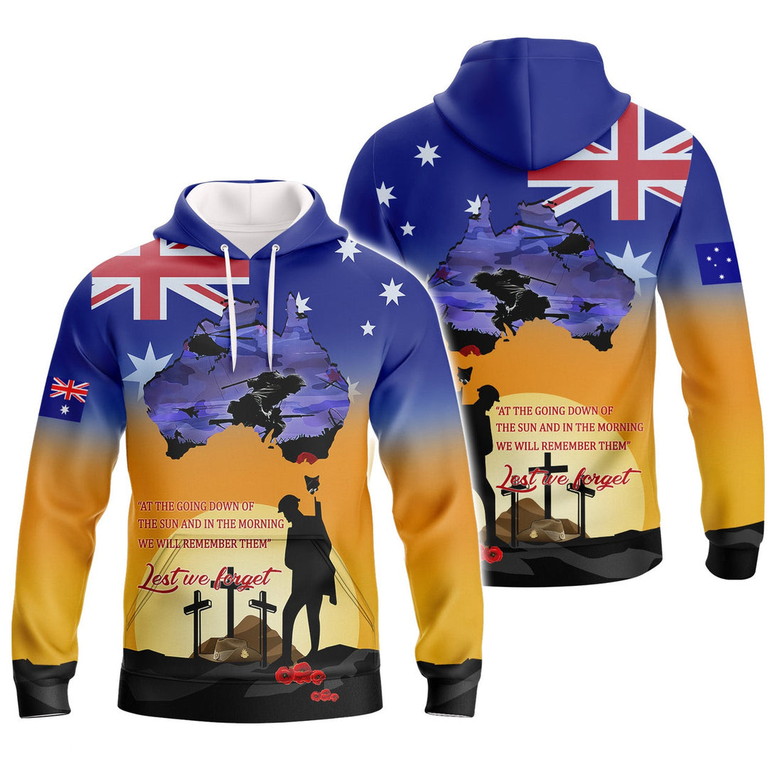 FUNSTUFFPRINT Australia Veteran Lest We Forget 3D Hoodie and Zip Hoodie