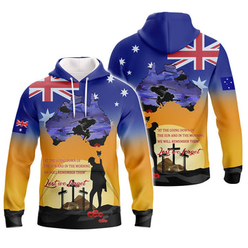 FUNSTUFFPRINT Australia Veteran Lest We Forget 3D Hoodie and Zip Hoodie