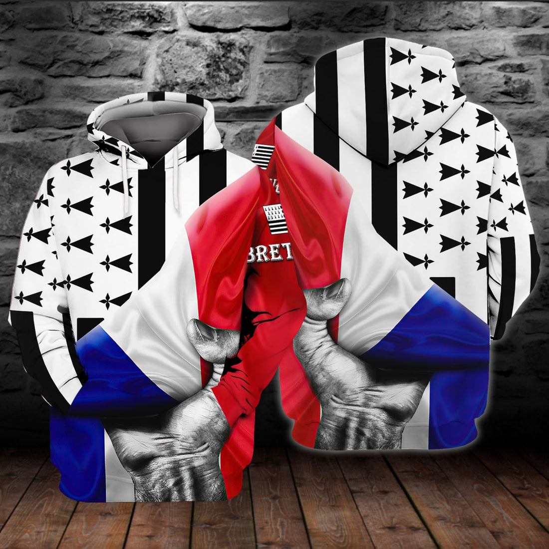 FUNSTUFFPRINT Brittany Celtic 3D Hoodie and Zip Hoodie