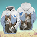 FUNSTUFFPRINT Love Cats, 3D Full Print 3D Hoodie and Zip Hoodie