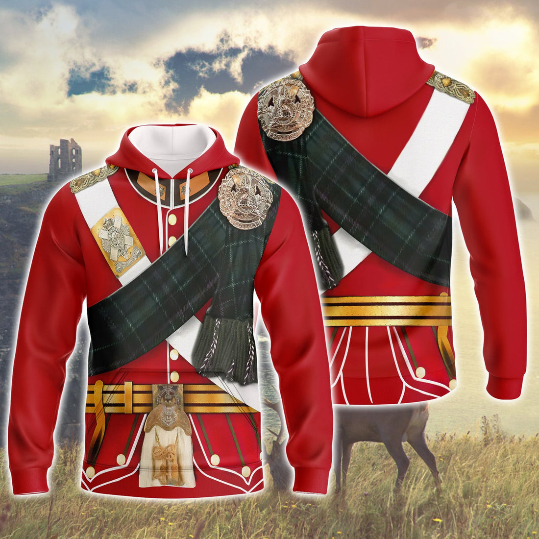 FUNSTUFFPRINT A Scottish Uniform 3D Hoodie and Zip Hoodie