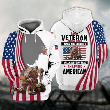 FUNSTUFFPRINT Veteran Jesus - 3D Full Print 3D Hoodie and Zip Hoodie