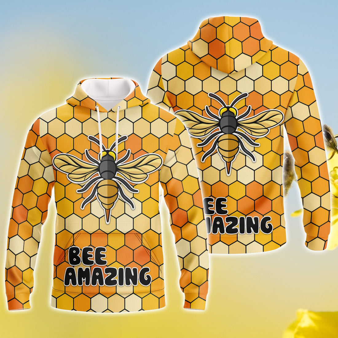 FUNSTUFFPRINT Bee Amazing 3D Hoodie and Zip Hoodie