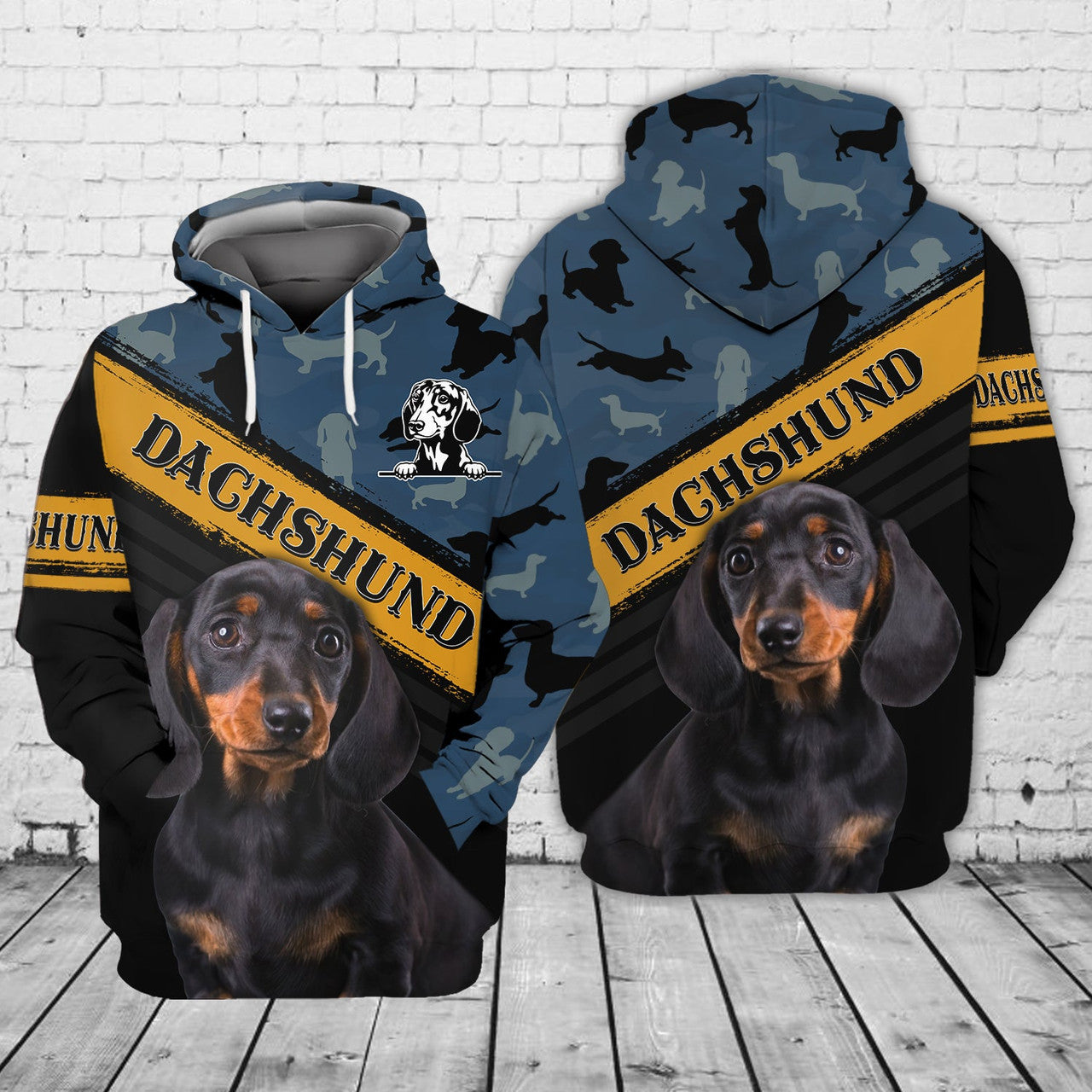 FUNSTUFFPRINT Love Dachshund 3D Hoodie and Zip Hoodie