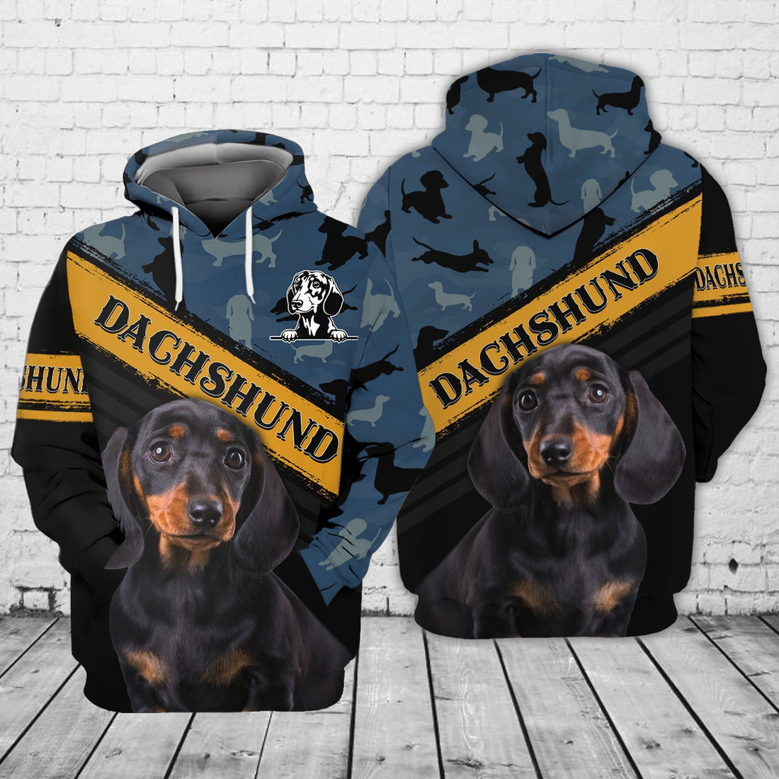 FUNSTUFFPRINT Love Dachshund 3D Hoodie and Zip Hoodie