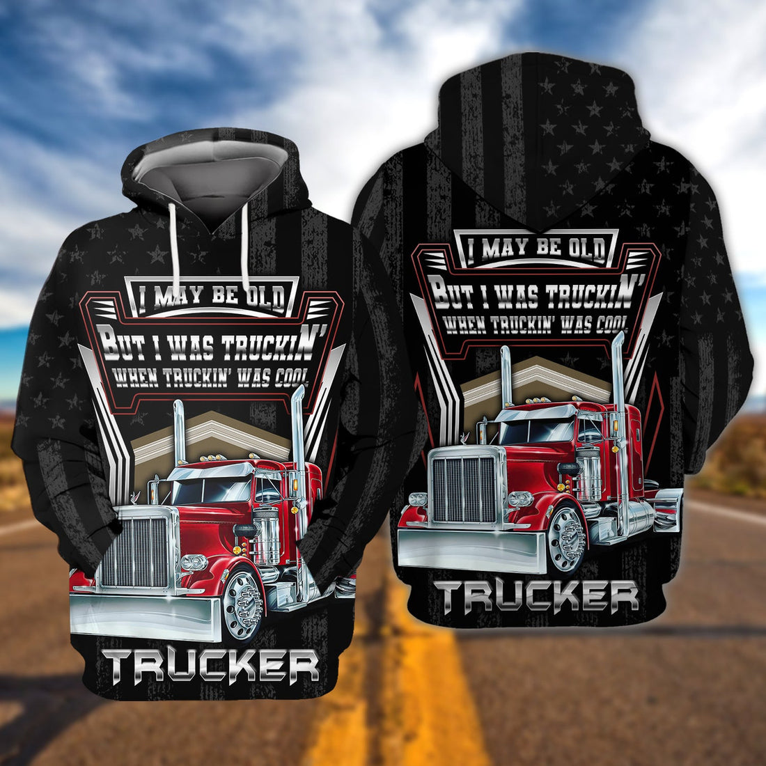FUNSTUFFPRINT TRUCKER Full Print 3D Hoodie and Zip Hoodie