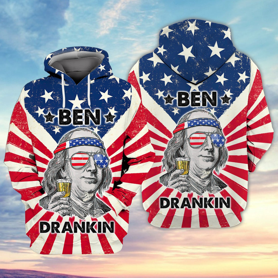 FUNSTUFFPRINT Ben Drankin 3D Hoodie and Zip Hoodie