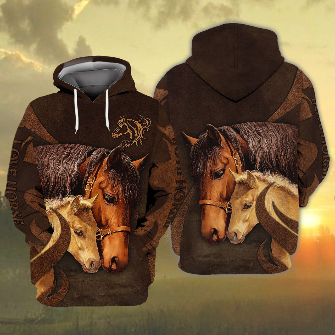 FUNSTUFFPRINT Love Horse 3D Full Print Tad 3D Hoodie and Zip Hoodie