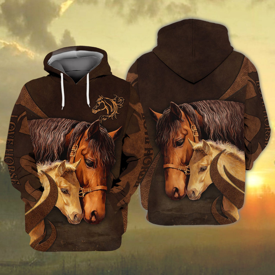 FUNSTUFFPRINT Love Horse 3D Full Print Tad 3D Hoodie and Zip Hoodie
