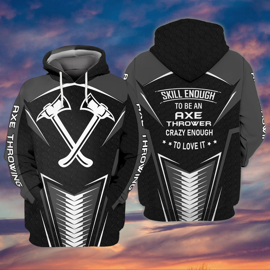FUNSTUFFPRINT Skill Enough To Be An Axe Thrower 3D Hoodie and Zip Hoodie