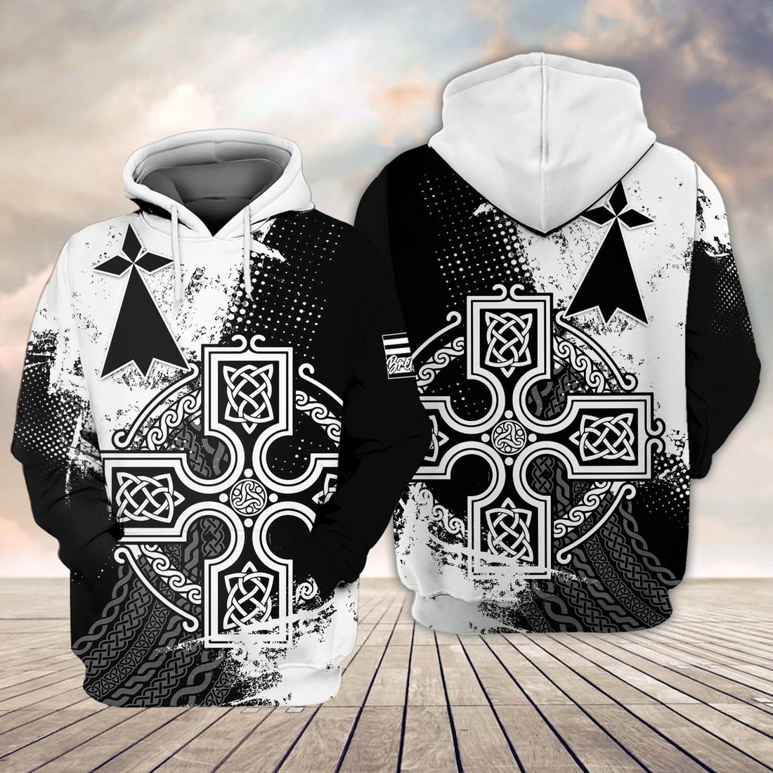 FUNSTUFFPRINT Brittany Celtic Full Print 06 3D Hoodie and Zip Hoodie