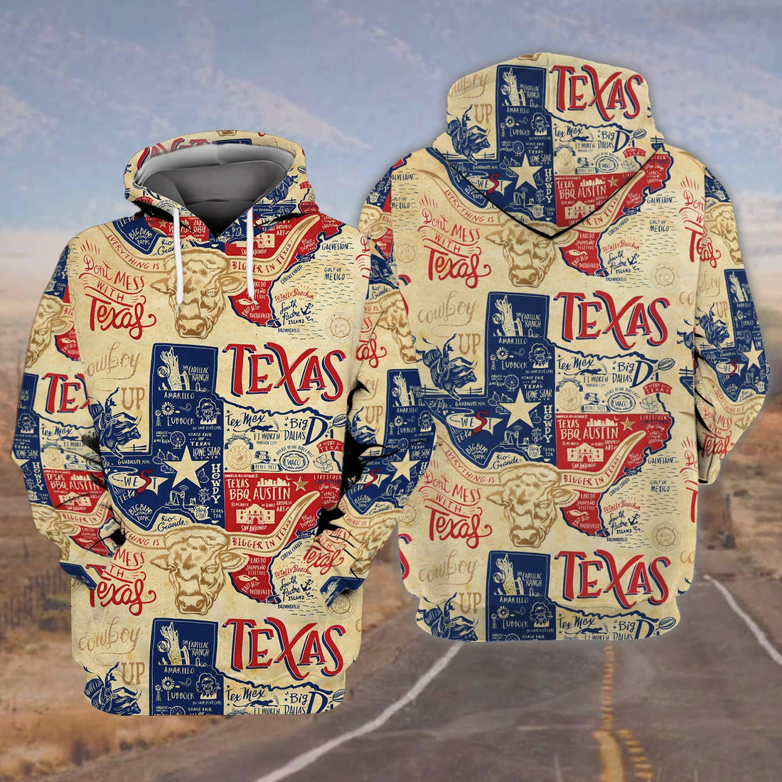 FUNSTUFFPRINT Texas - Full Print 3D Hoodie and Zip Hoodie