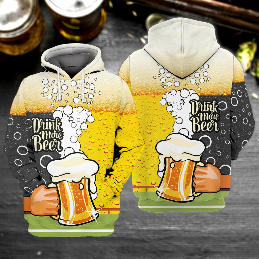 FUNSTUFFPRINT BEER - Full Print 3D Hoodie and Zip Hoodie