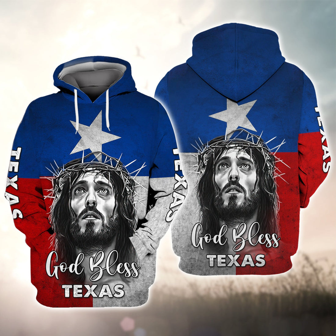 FUNSTUFFPRINT God Bless Texas 3D Hoodie and Zip Hoodie
