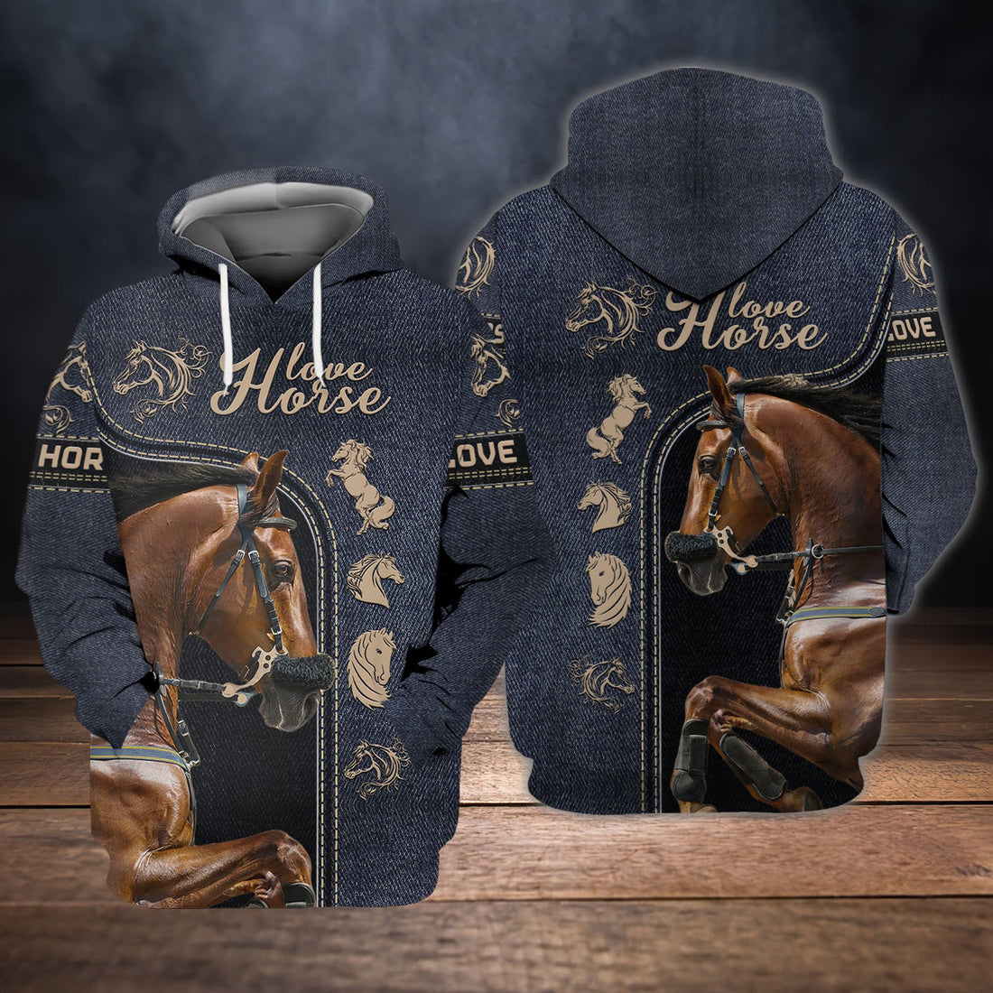 FUNSTUFFPRINT Horse - Full Print - 3D Hoodie and Zip Hoodie