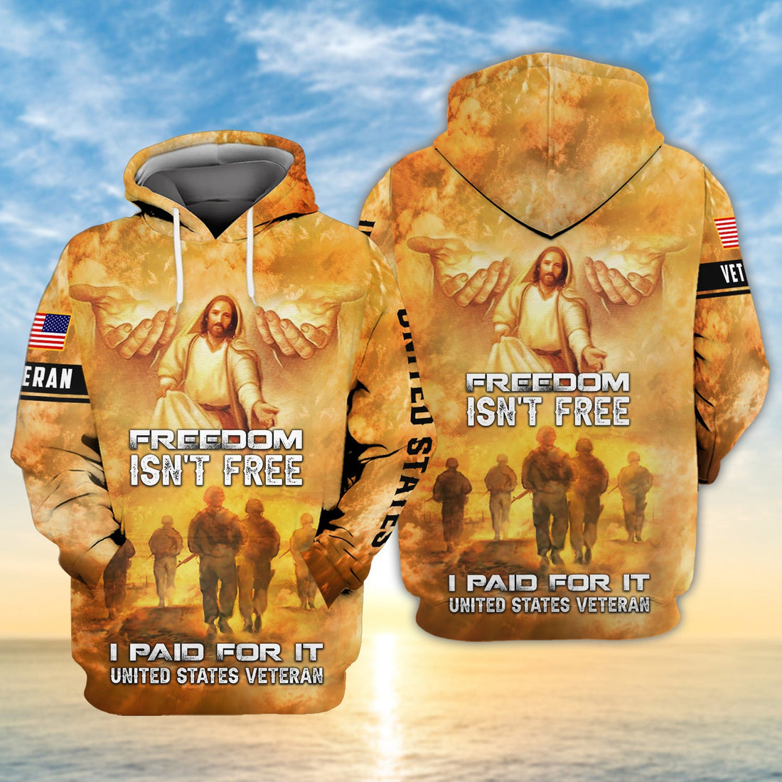 FUNSTUFFPRINT Freedom Isn't Free, Veteran U.S 3D Hoodie and Zip Hoodie