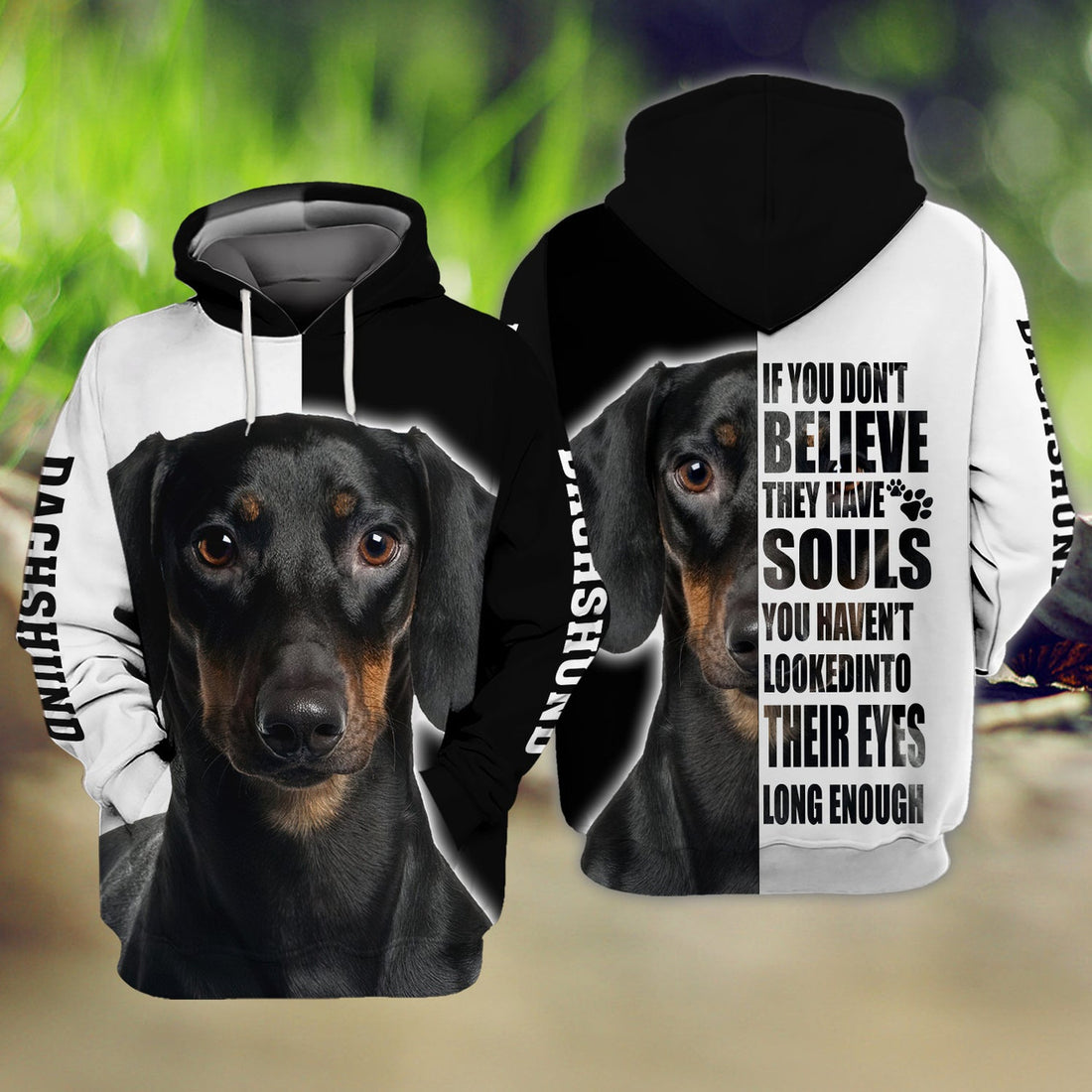 FUNSTUFFPRINT Dachshund Soul 3D Hoodie and Zip Hoodie