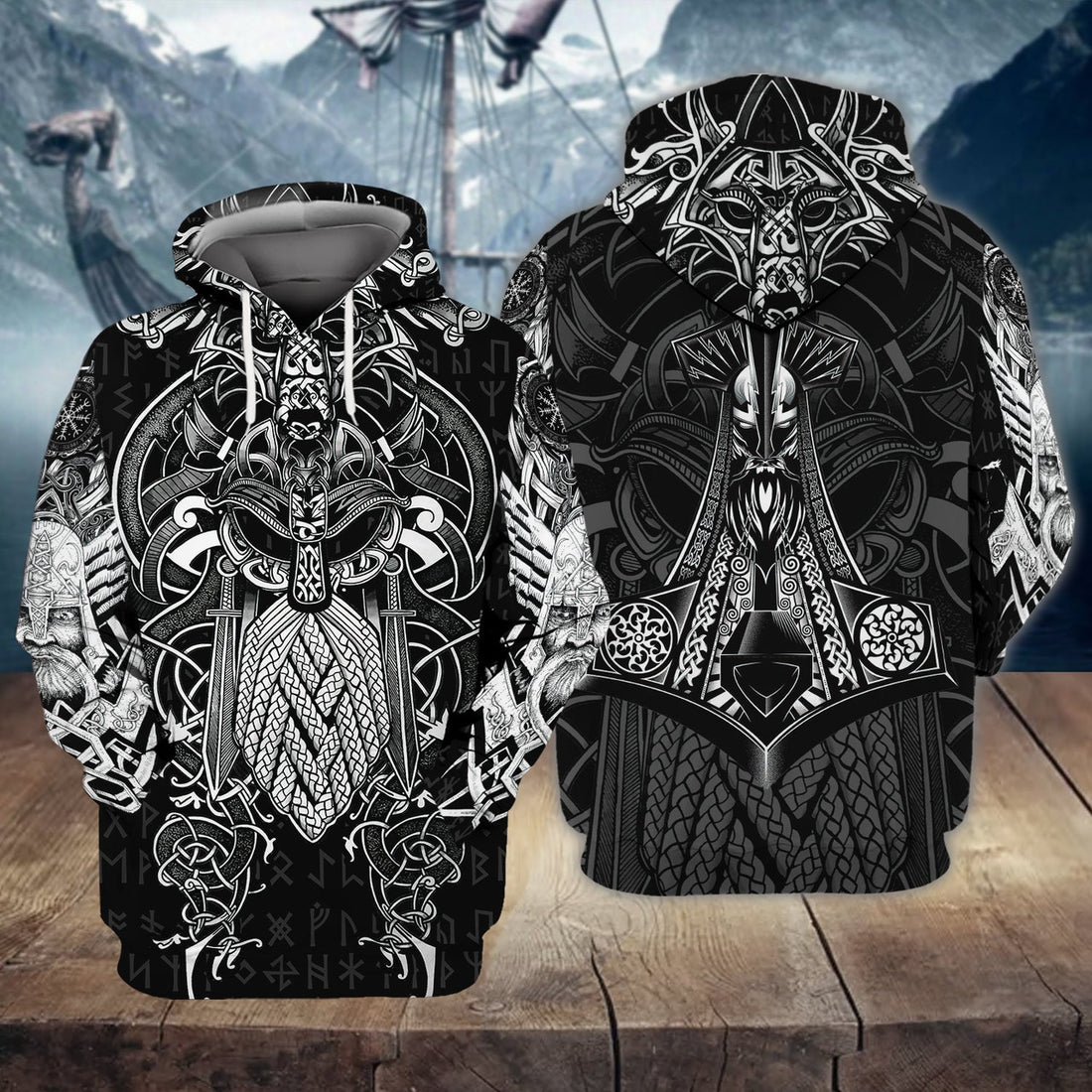 FUNSTUFFPRINT Viking Full Print Tad 02 3D Hoodie and Zip Hoodie