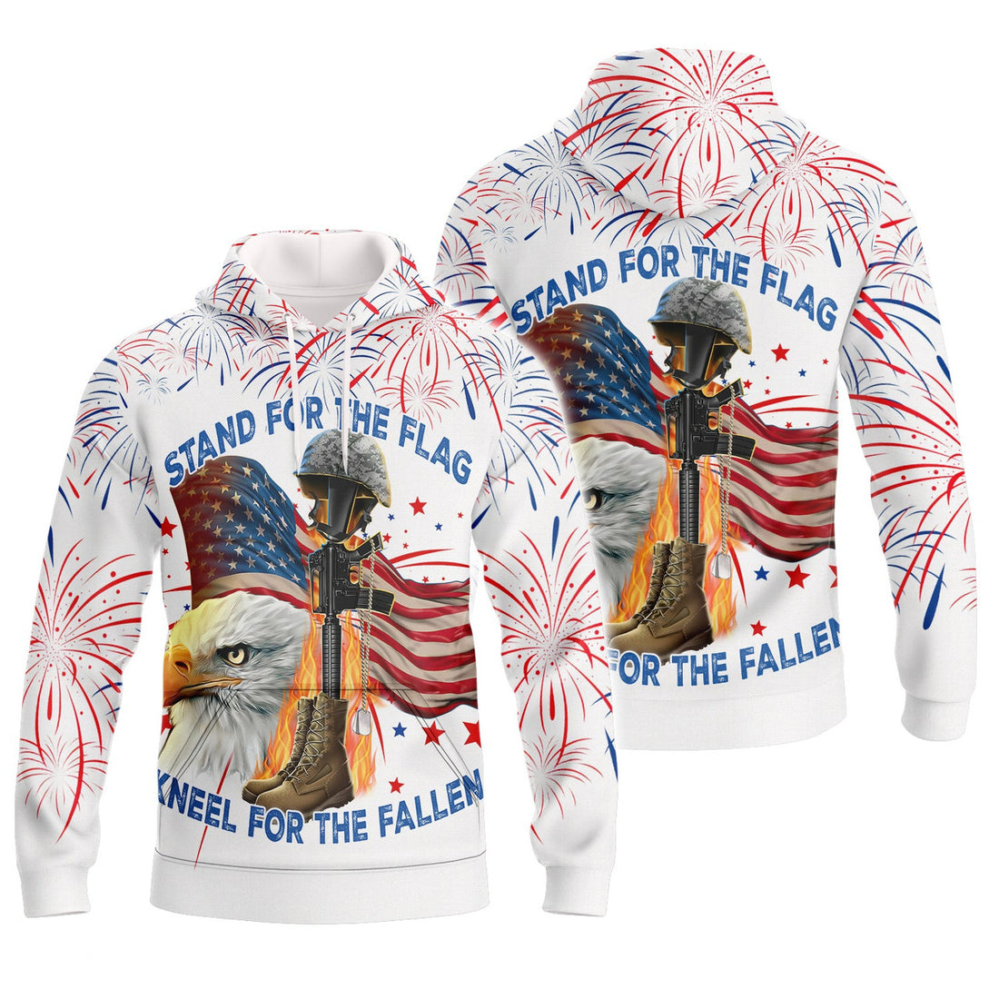 FUNSTUFFPRINT Independence Day Is Coming - Stand For The Flag Kneel For The Fallen Full Print 3D Hoodie and Zip Hoodie