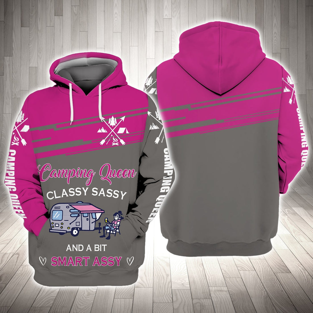 FUNSTUFFPRINT Camper Queen Classy Sassy Smart Assy 3D Hoodie and Zip Hoodie