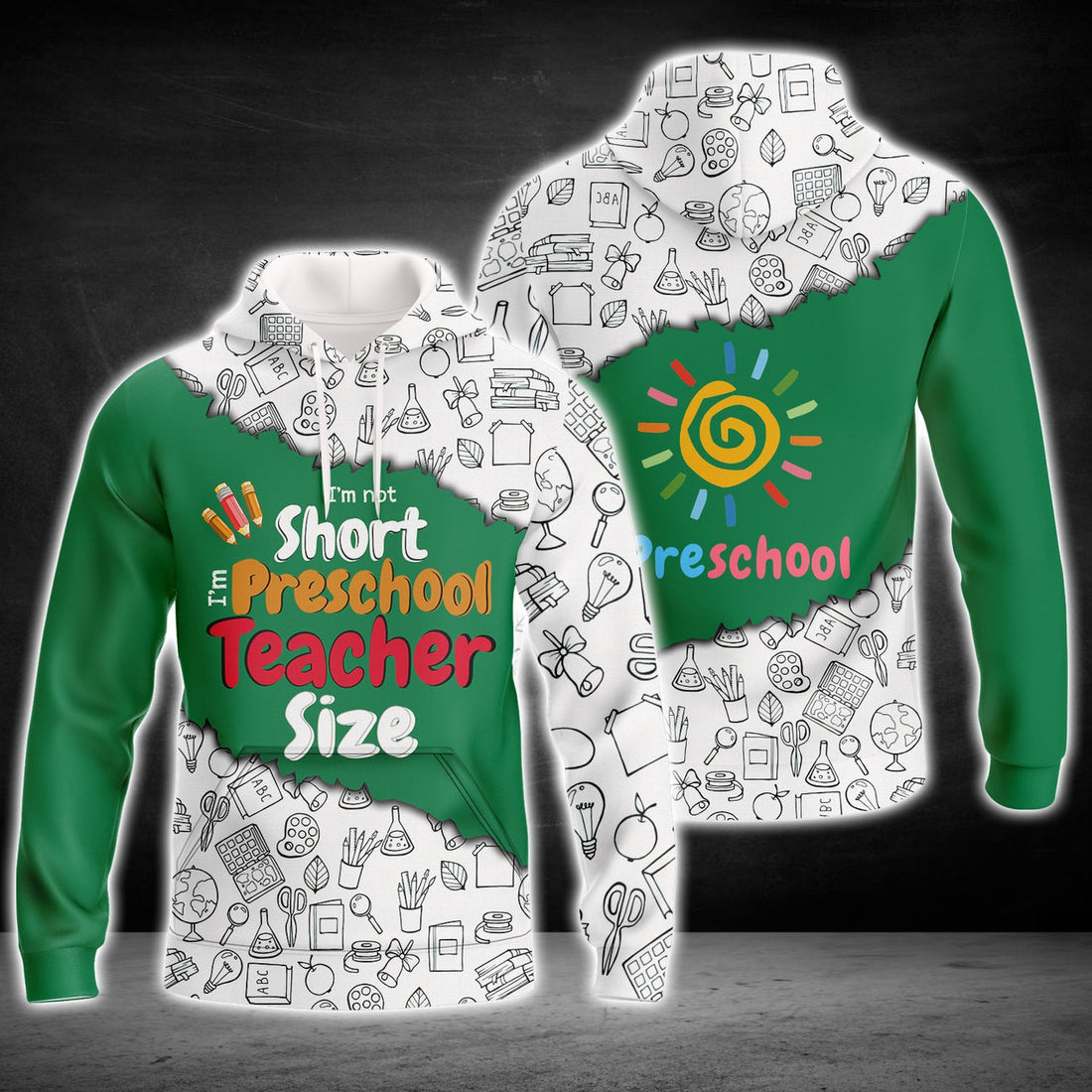 FUNSTUFFPRINT Preschool Teacher Graphic Design 3D Hoodie and Zip Hoodie