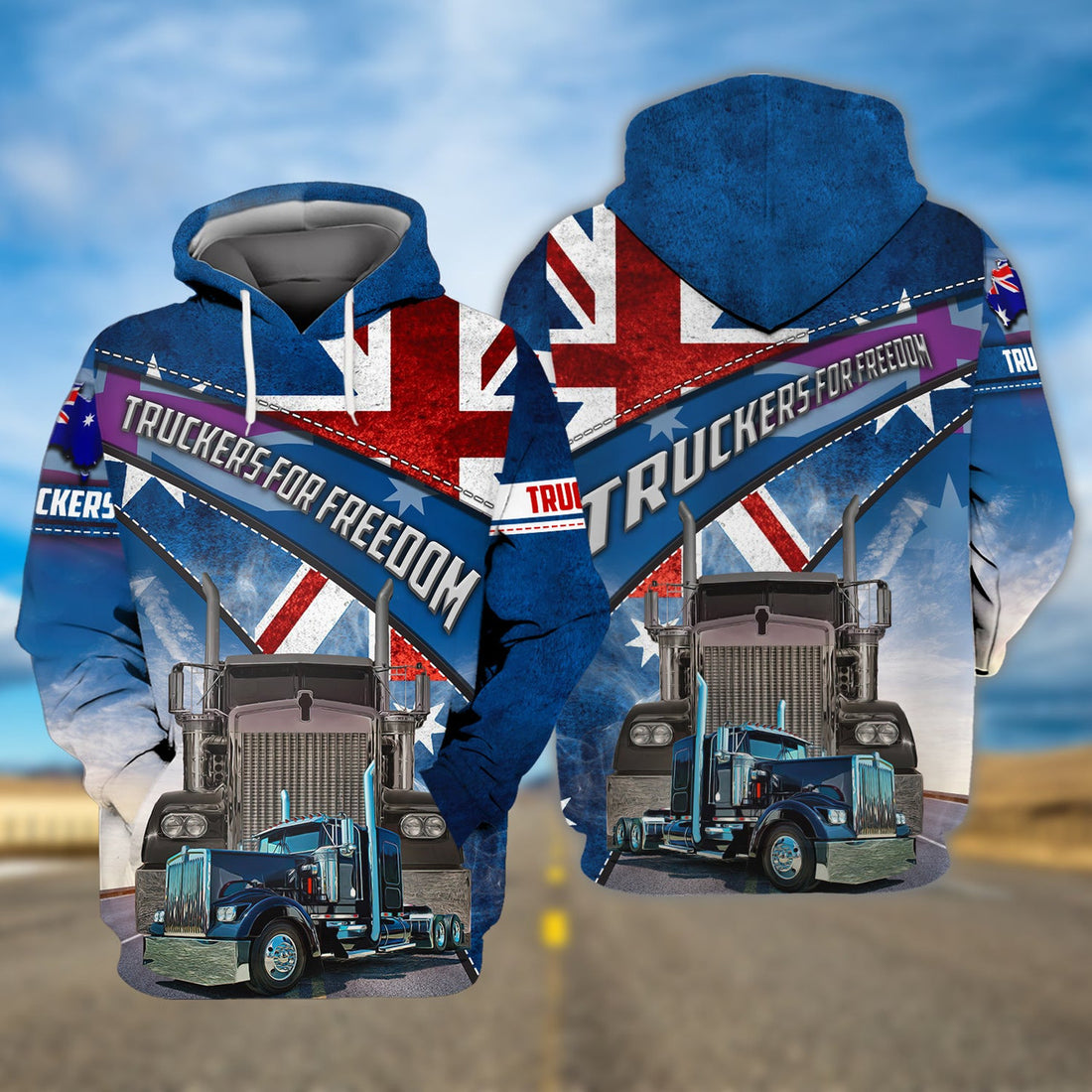 FUNSTUFFPRINT Trucker AU 3D Hoodie and Zip Hoodie