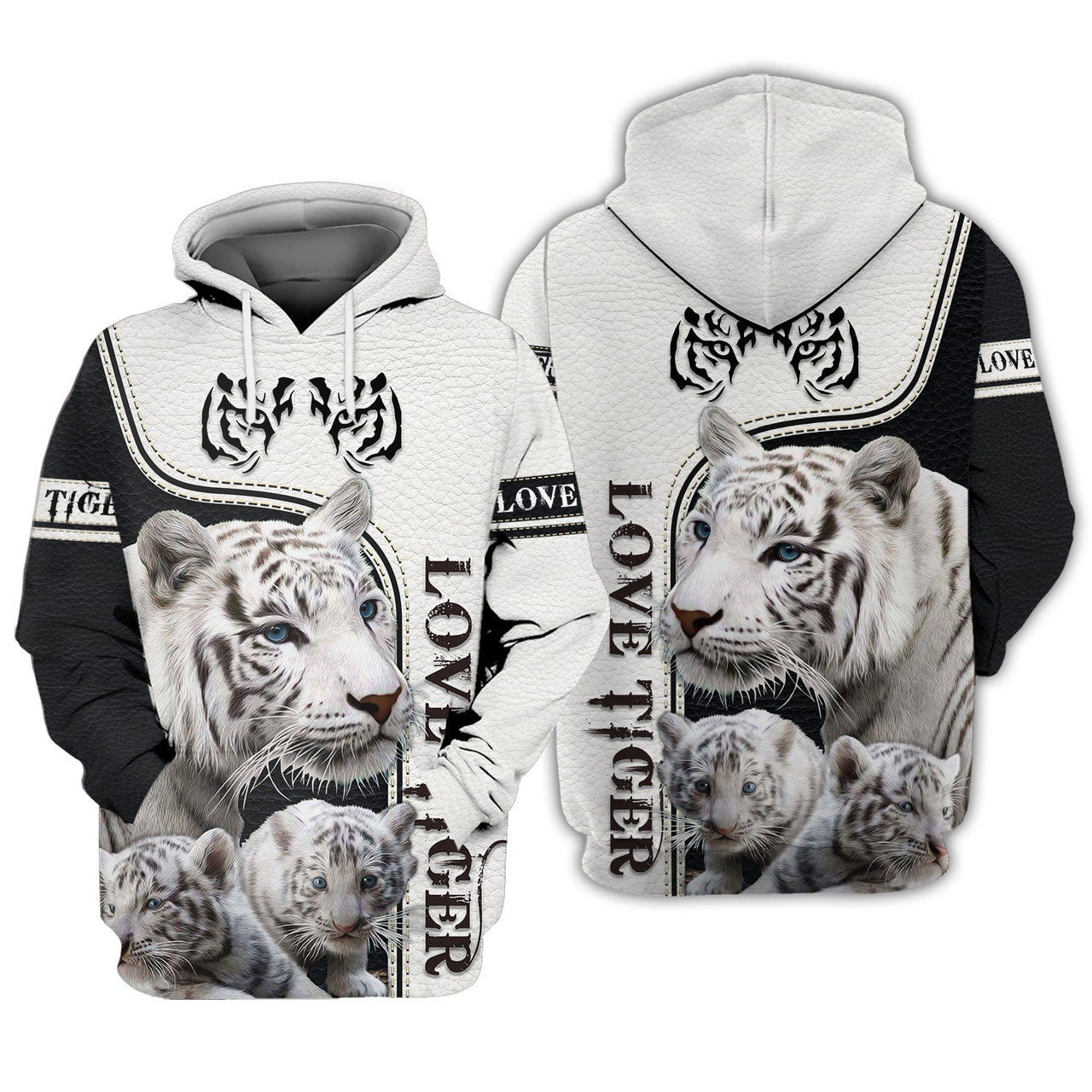 FUNSTUFFPRINT Love Tiger, White Tiger, Tiger Mom And Baby 3D Hoodie and Zip Hoodie