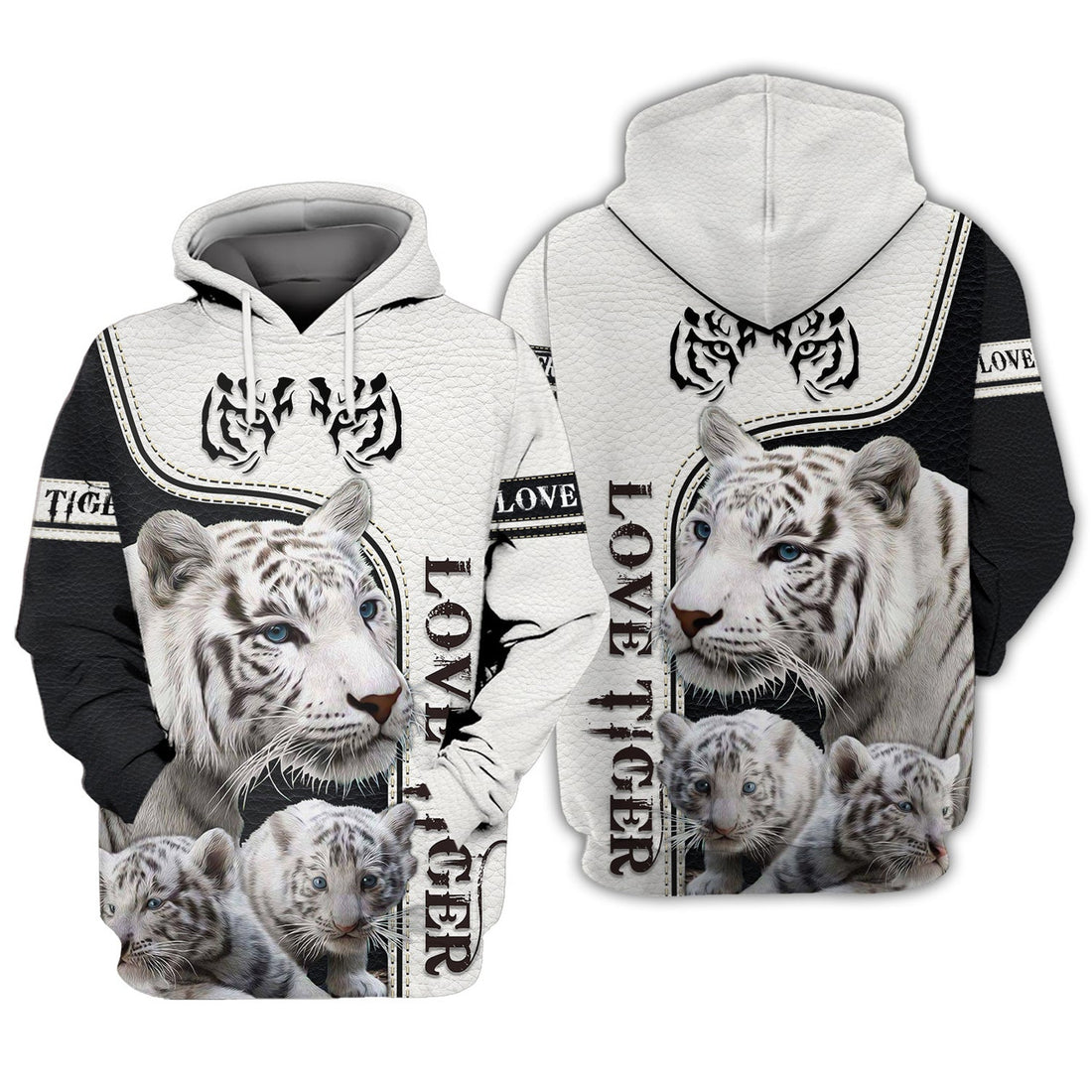 FUNSTUFFPRINT Love Tiger, White Tiger, Tiger Mom And Baby 3D Hoodie and Zip Hoodie