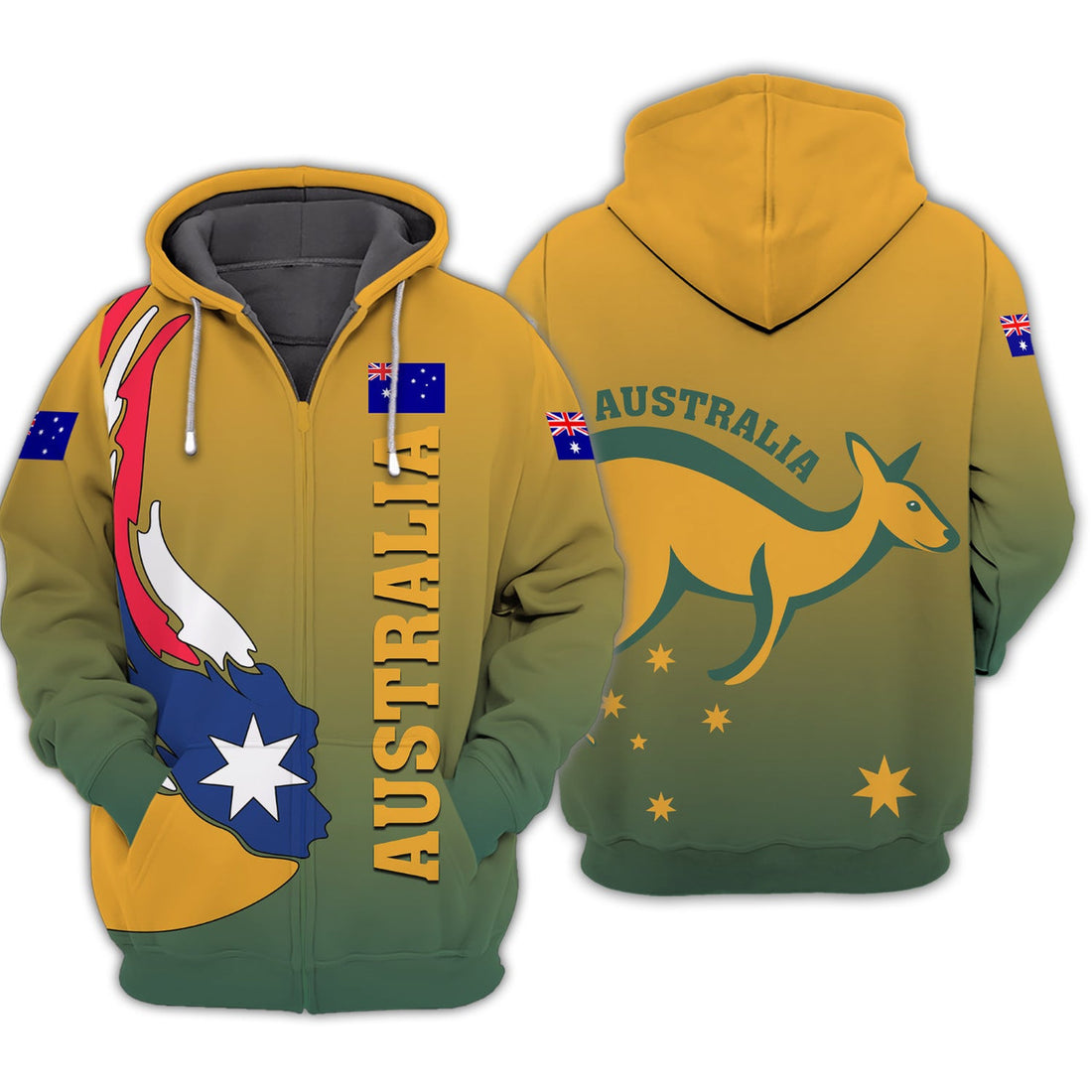 FUNSTUFFPRINT Australia 3D Hoodie and Zip Hoodie