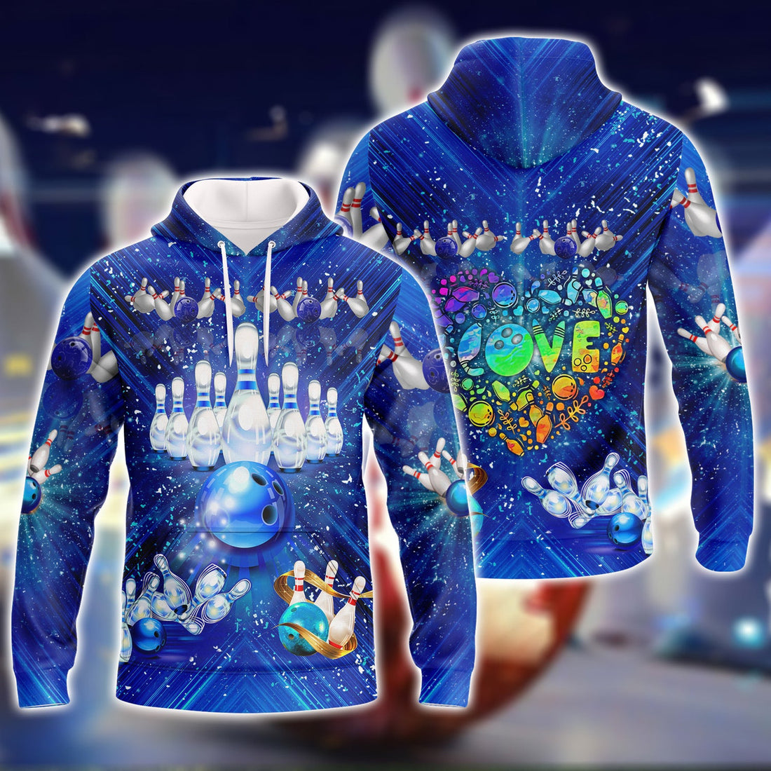 FUNSTUFFPRINT Love Bowling - 3D Full Print 3D Hoodie and Zip Hoodie