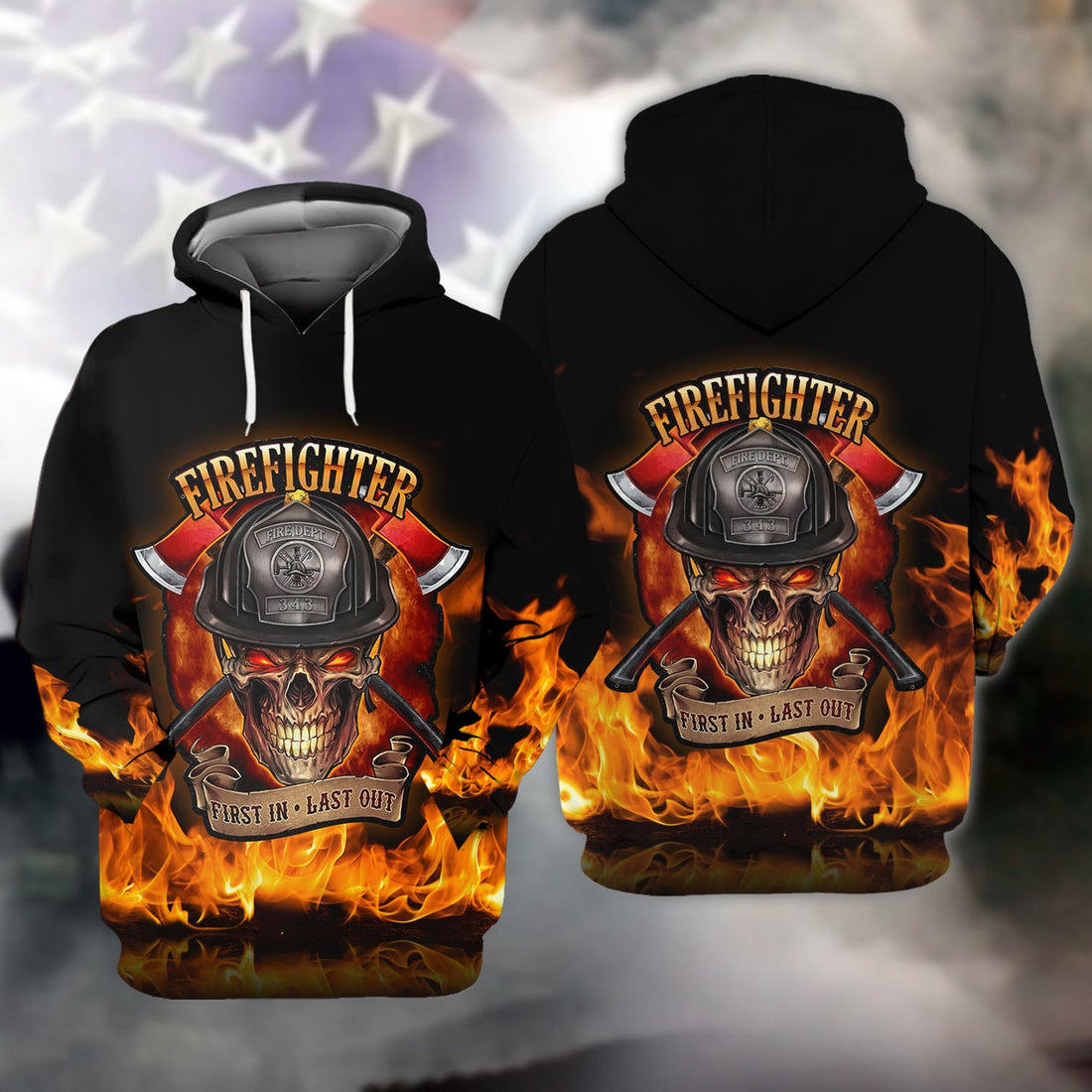 FUNSTUFFPRINT Firefighter - Full Print 3D Hoodie and Zip Hoodie