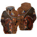 FUNSTUFFPRINT Brown Horse 3D Hoodie and Zip Hoodie