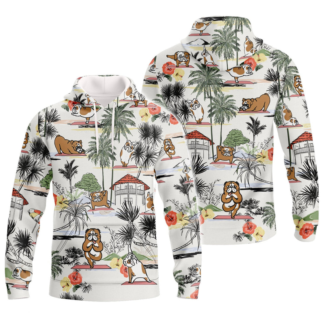 FUNSTUFFPRINT Yoga Pug - Full Print HTL 3D Hoodie and Zip Hoodie
